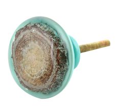 Round Sea Green Resin And Wood Cabinet knob